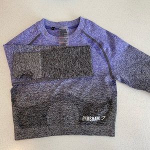 Gymshark Ombré Seamless Long Sleeve Top, Indigo/Black